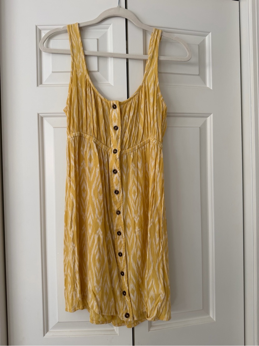 O'Neill Yellow Patterned Button-Front Mini Dress